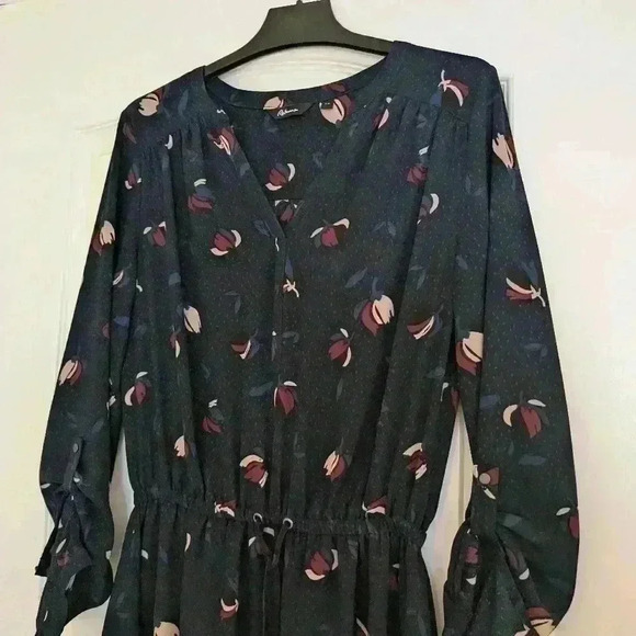 Reitmans size Small navy dress with  pattern drawstring waist - Picture 7 of 13